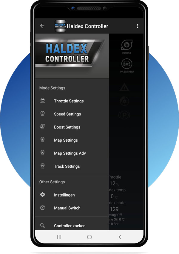 Haldex Controller menu